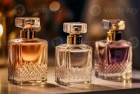 Luxury fragrance bottles at perfume scent at presentation event ... Perfume and Fragrance
